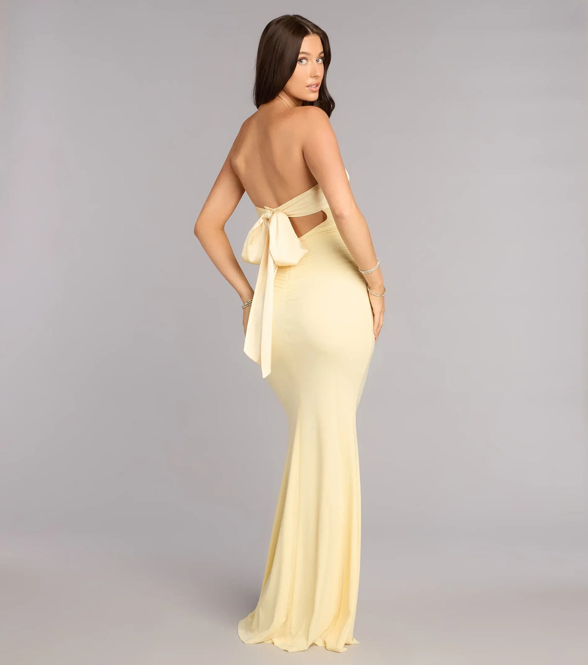 Yellow Mermaid Sweetheart Ruched Floor-Length Wedding Dress - Yihuiw by Yihuiw