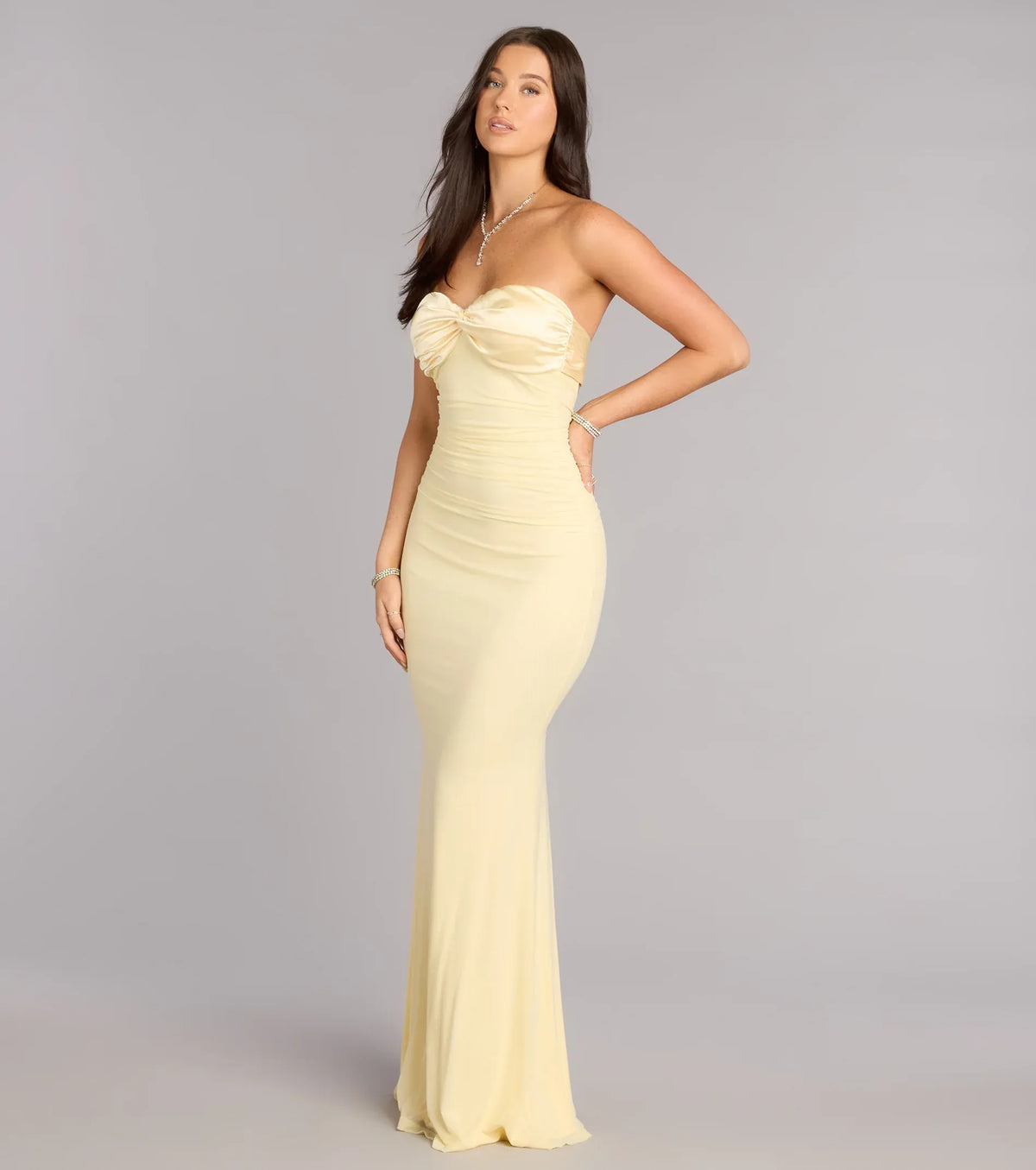 Yellow Mermaid Sweetheart Ruched Floor-Length Wedding Dress - Yihuiw by Yihuiw