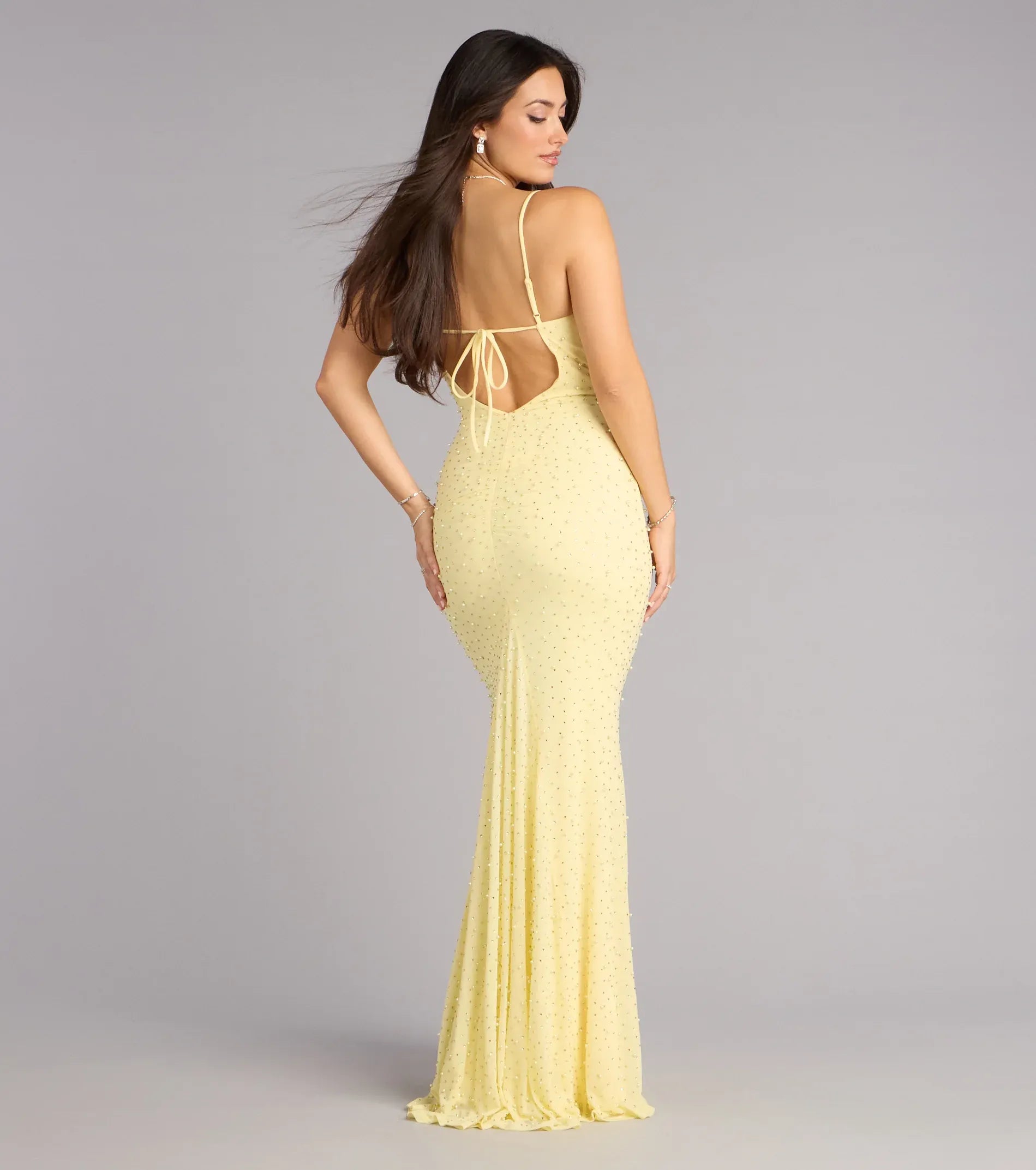 Yellow Mermaid Spaghetti Strap Floor-Length Wedding Dress - Yihuiw by Yihuiw