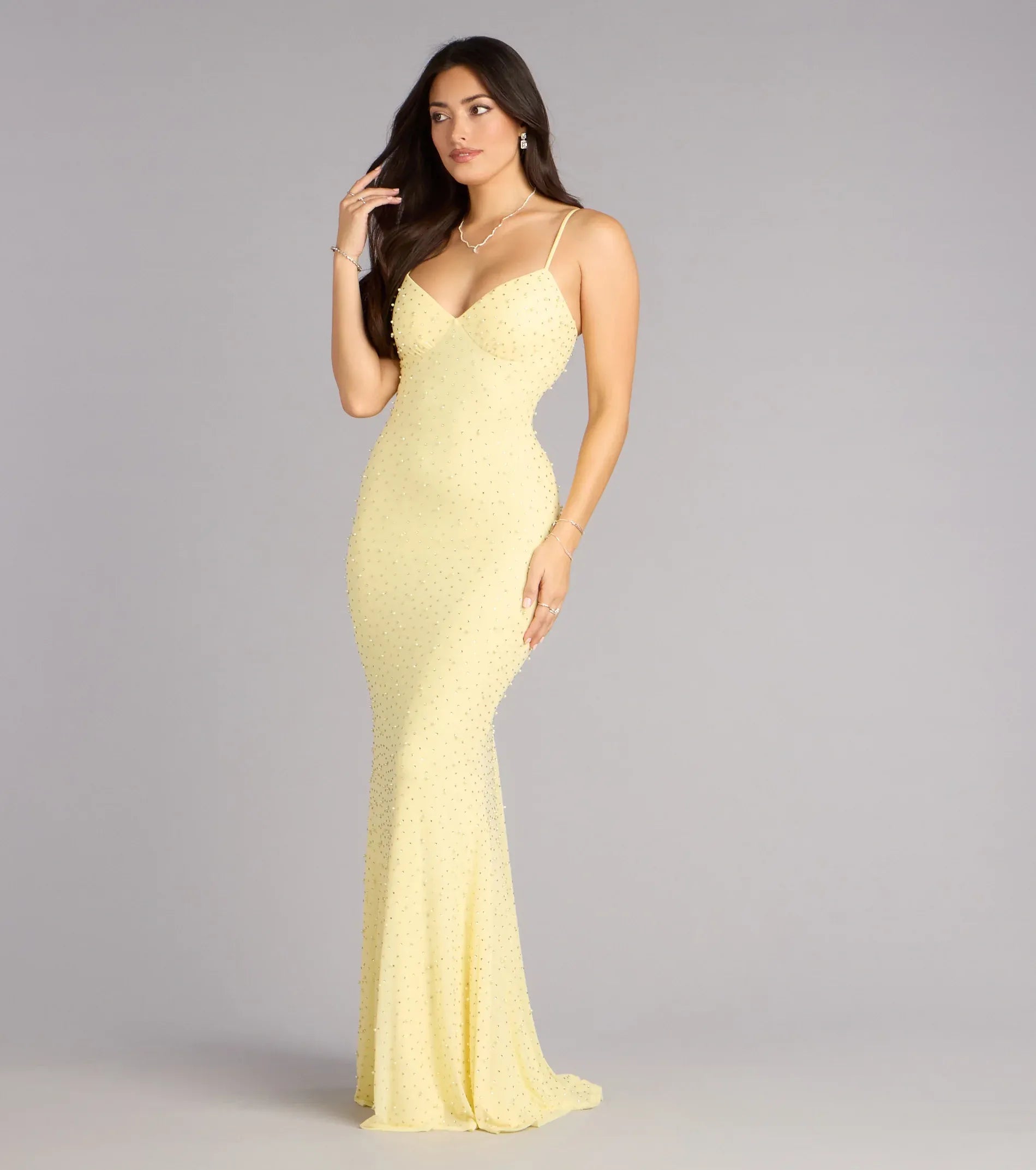 Yellow Mermaid Spaghetti Strap Floor-Length Wedding Dress - Yihuiw by Yihuiw
