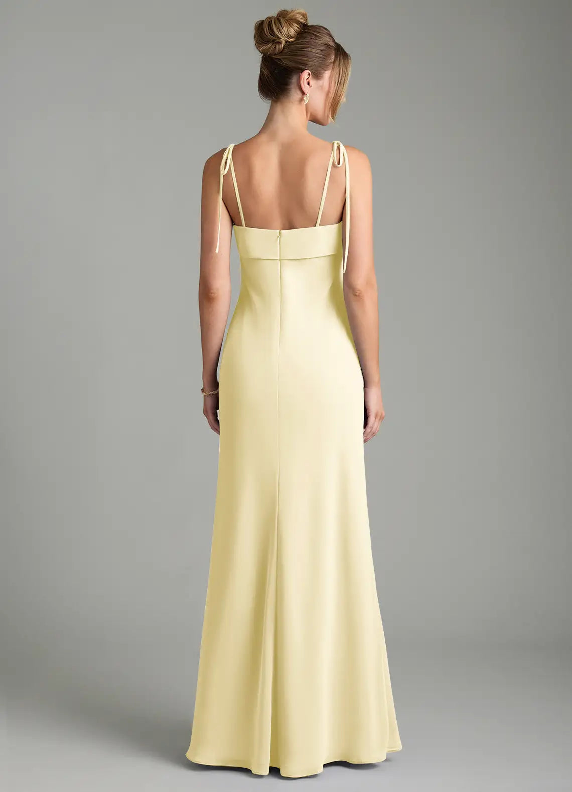 Yellow Mermaid Spaghetti Strap Satin Floor-Length Wedding Dress - Yihuiw by Yihuiw
