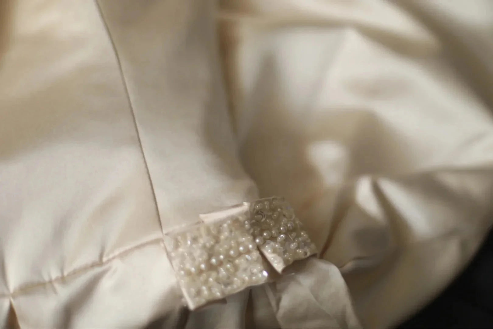 Pearl Beads Fashion Short Tulle Satin Princess Dress simple gentle atmospheric and unique desi Bring summer colors to enhance whiteness by YiHuiw