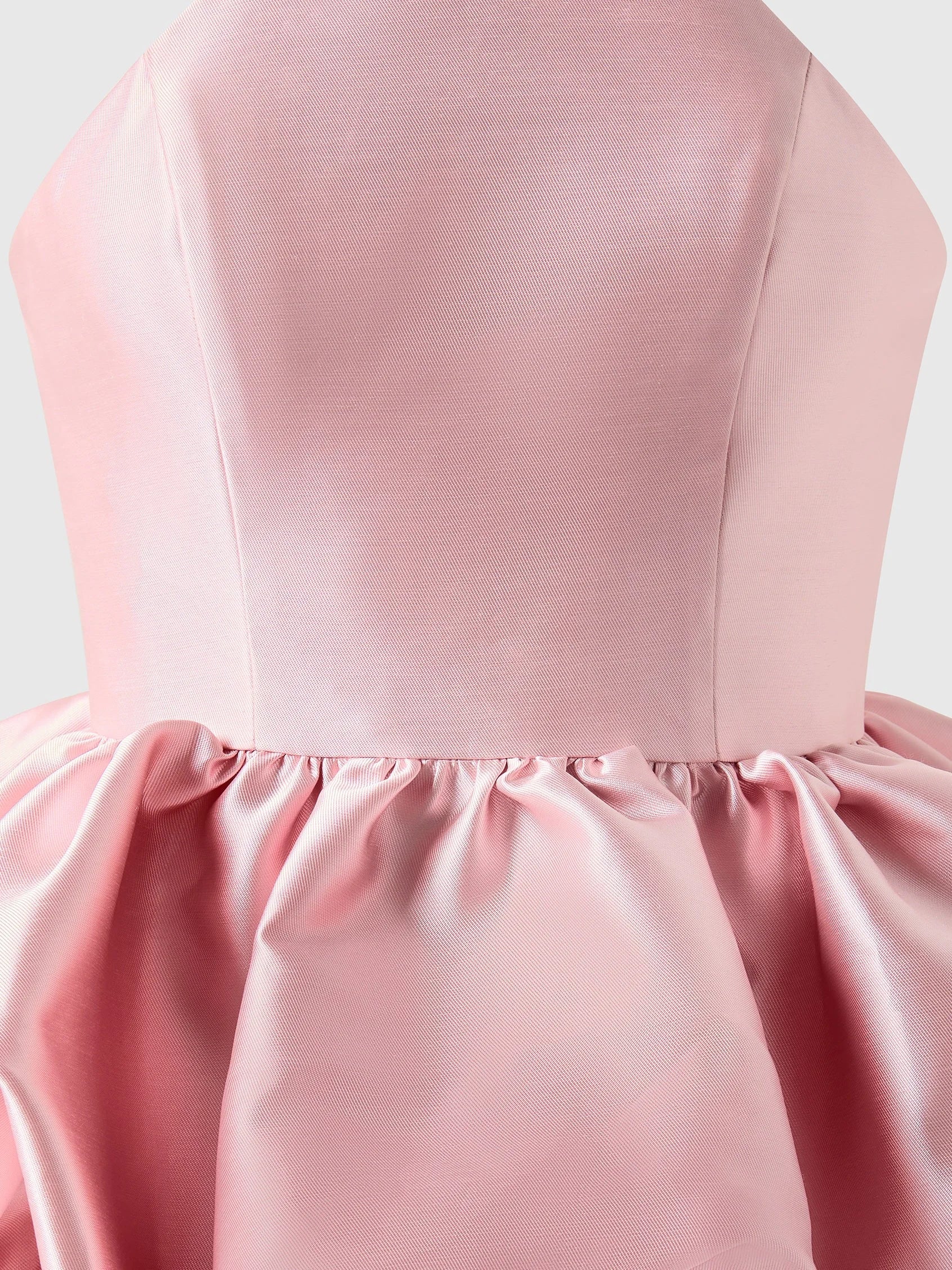 Pink High Neck Satin Maxi Dress with Ruffled Waist Fit & flare bridesmaid dress with halter neckline in mikado Mother of the Bride Dresses by YiHuiw