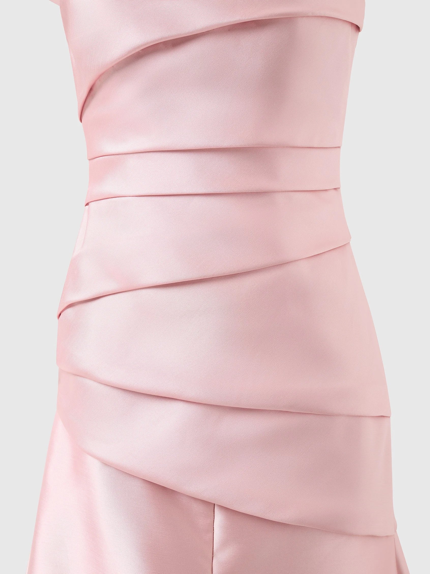 Pink One-Shoulder Satin Midi Dress Mermaid style bridesmaid dress with sweetheart neckline in mikado Mother of the Bride Dresses by YiHuiw