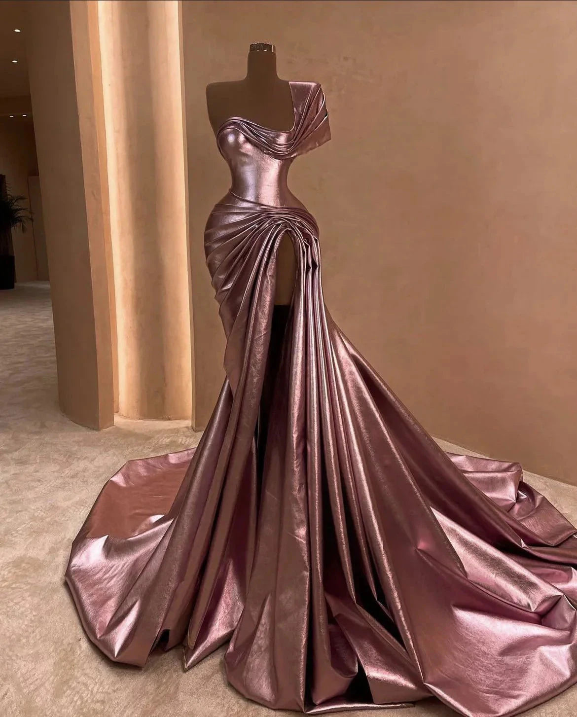 Pink Elegant Long Satin Prom dress Evening Dress Party Dress simple gentle atmospheric and unique desi Bring summer colors to enhance whiteness by YiHuiw