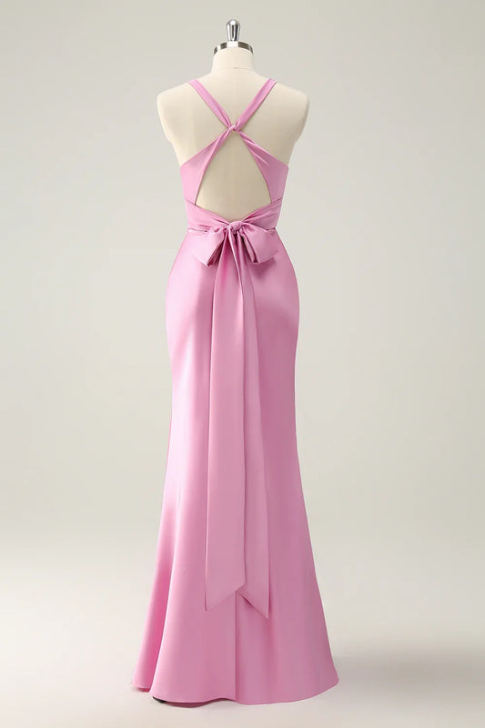 Mermaid V-Neck Satin Wedding Dress - Yihuiw by Yihuiw