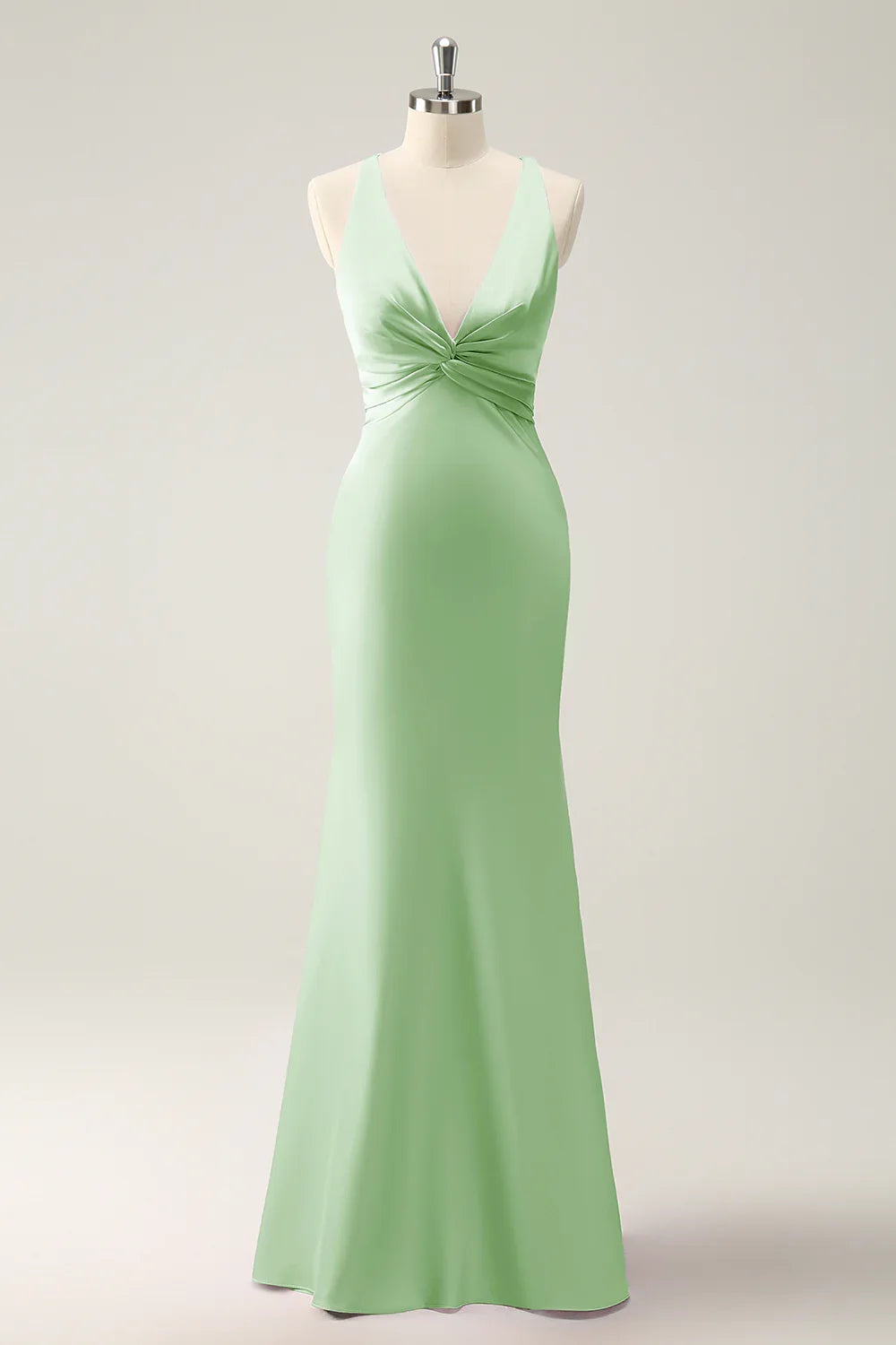 Mermaid V-Neck Satin Wedding Dress - Yihuiw by Yihuiw