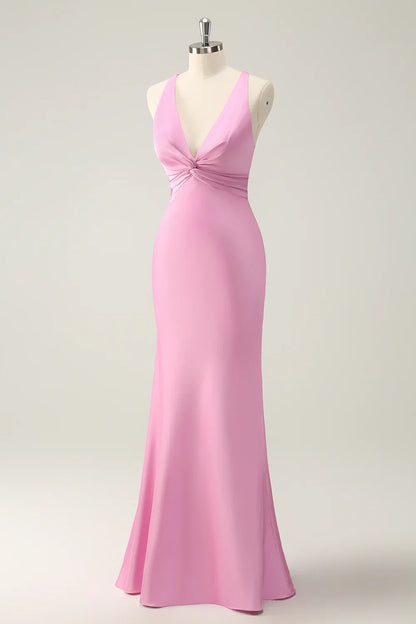 Mermaid V-Neck Satin Wedding Dress - Yihuiw by Yihuiw