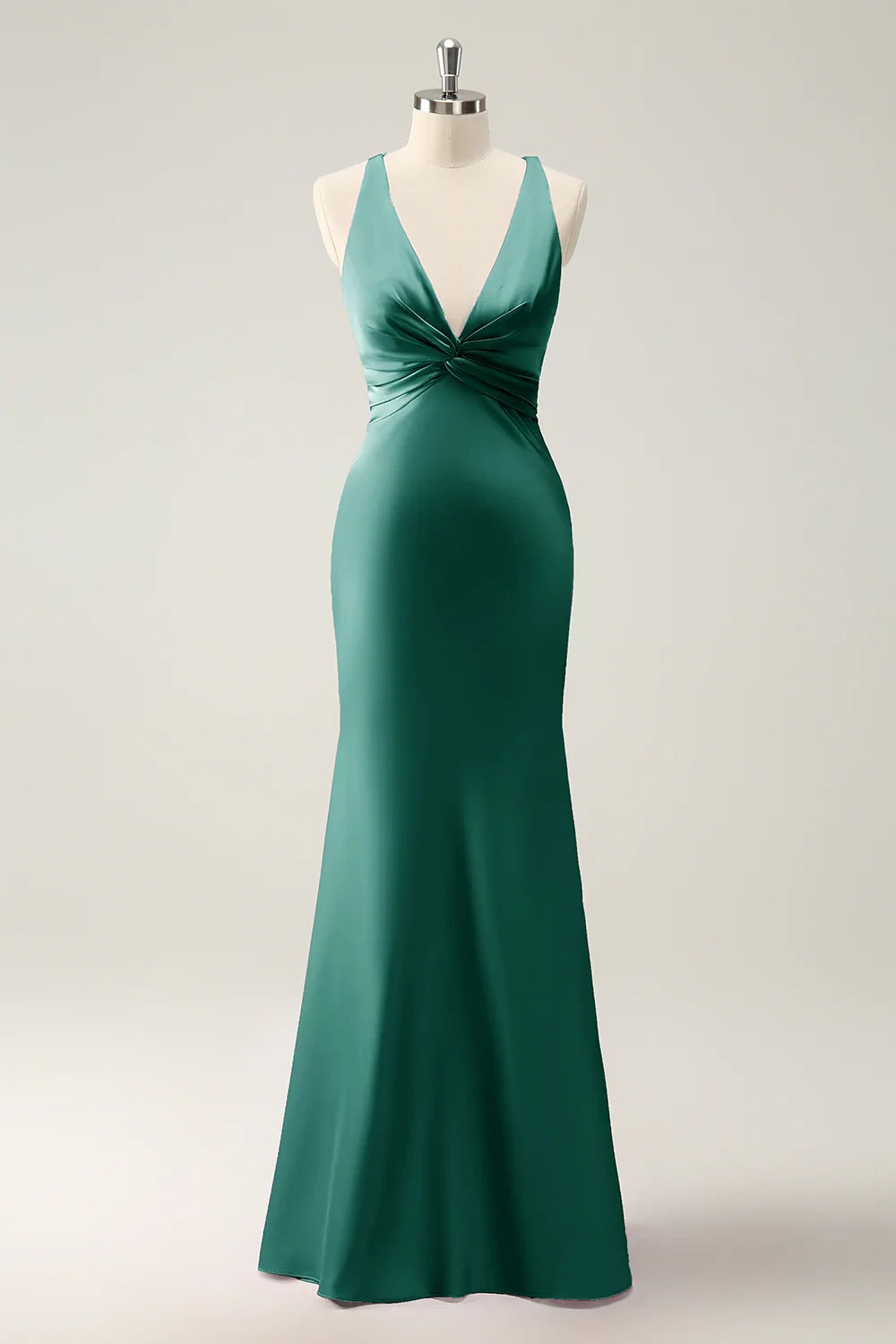 Mermaid V-Neck Satin Wedding Dress - Yihuiw by Yihuiw