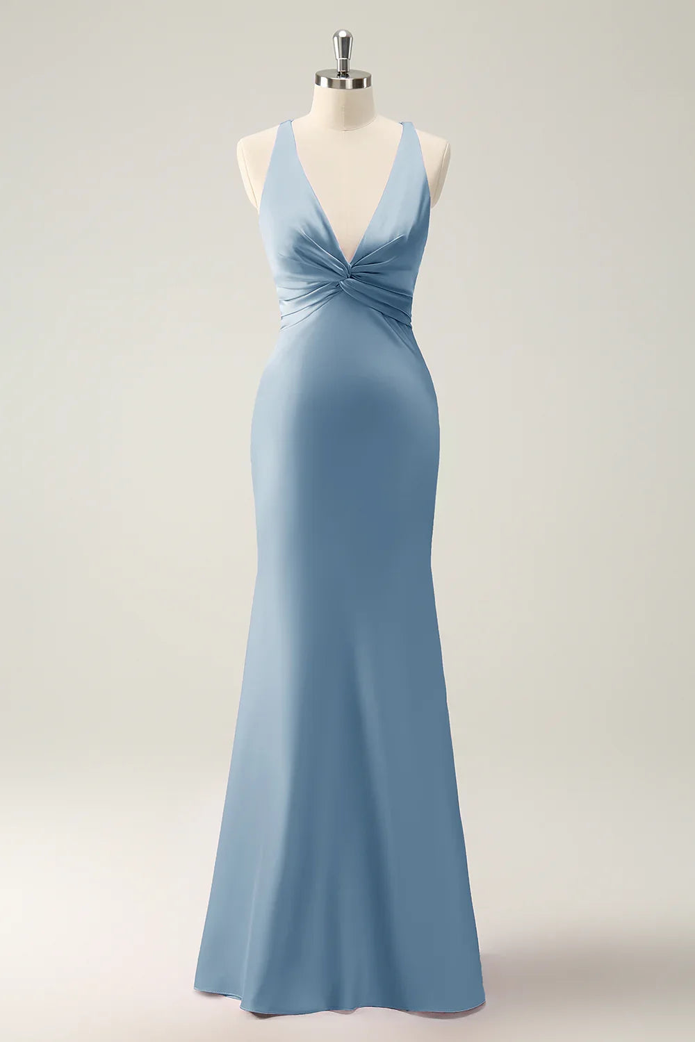 Mermaid V-Neck Satin Wedding Dress - Yihuiw by Yihuiw