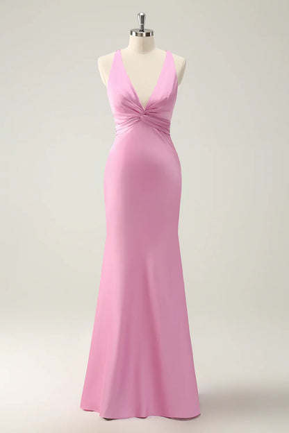 Mermaid V-Neck Satin Wedding Dress - Yihuiw by Yihuiw