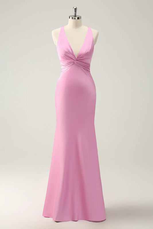 Mermaid V-Neck Satin Wedding Dress - Yihuiw by Yihuiw