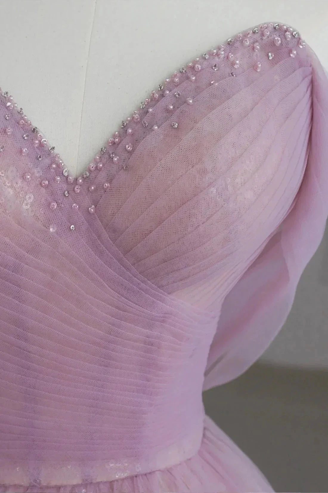 Pink Off the Shoulder Tulle Sequins Evening Prom Dress Beautiful A-Line Party Dress simple gentle atmospheric and unique desi Bring summer colors to enhance white by YiHuiw