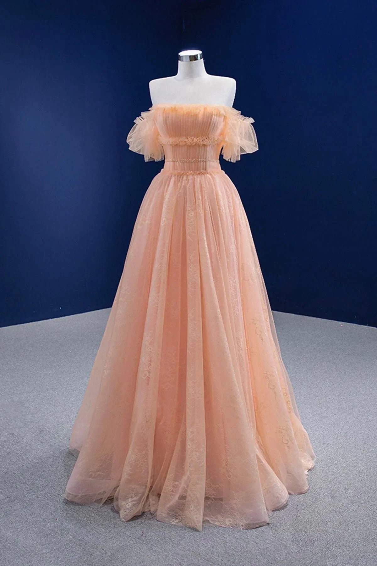 Pink Tulle Lace Strapless Prom Dress Pink A-Line Evening Party Dress simple gentle atmospheric and unique desi Bring summer colors to enhance white by YiHuiw