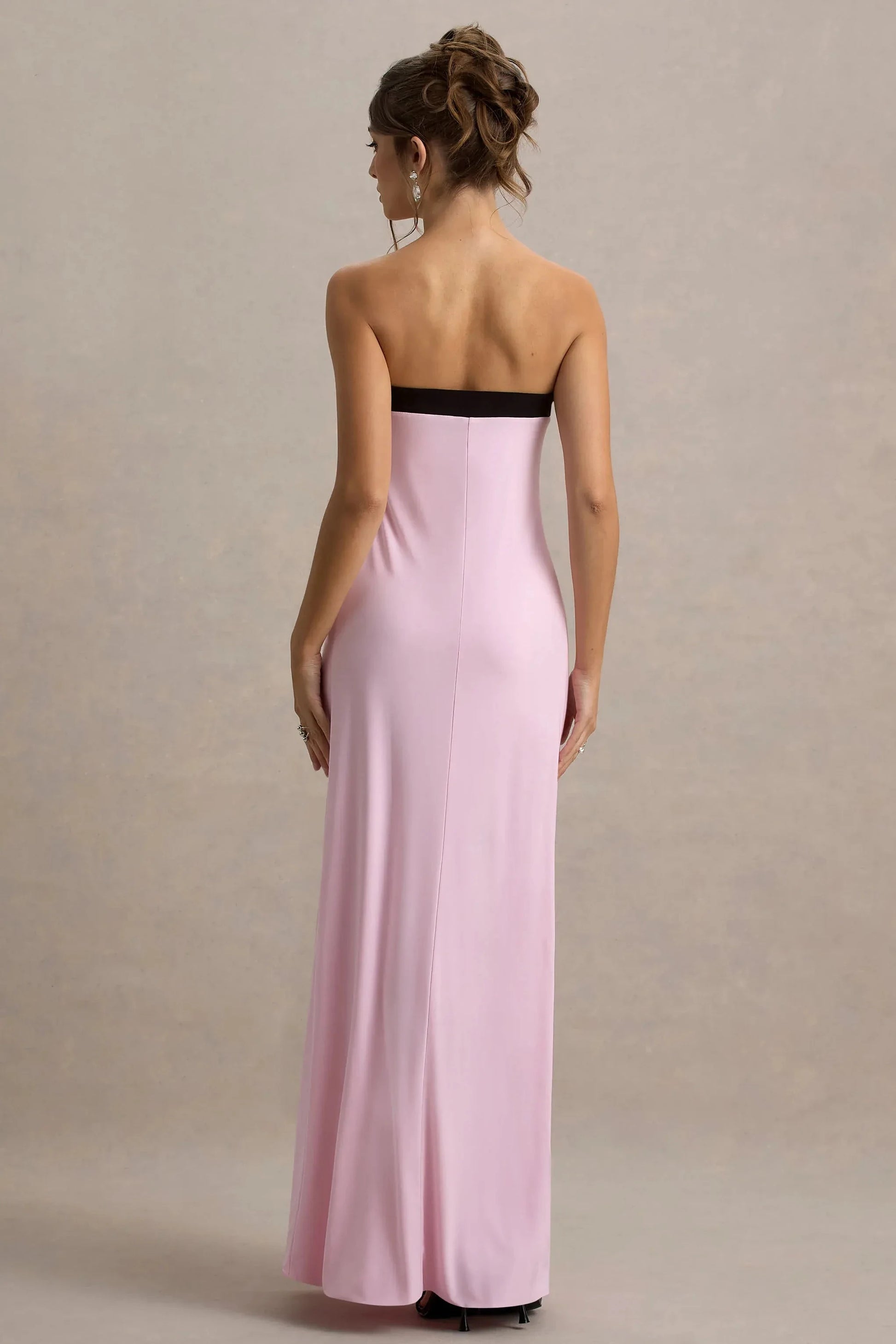 Playful Column Strapless Sleeveless Bow Accent Floor Length Plus Size For Women Evening Dress by YiHuiw