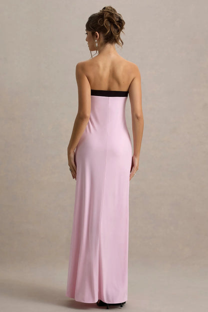 Playful Column Strapless Sleeveless Bow Accent Floor Length Plus Size For Women Evening Dress by YiHuiw