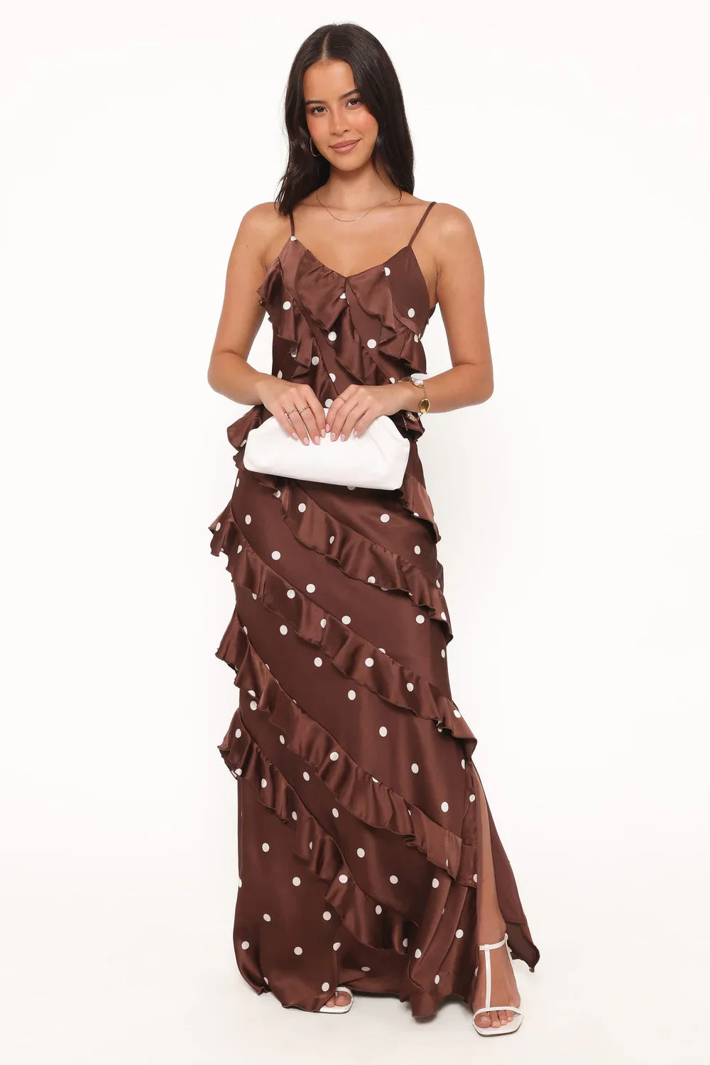 Spaghetti Strap High Slit Floor-Length Wedding Dress - Yihuiw by Yihuiw