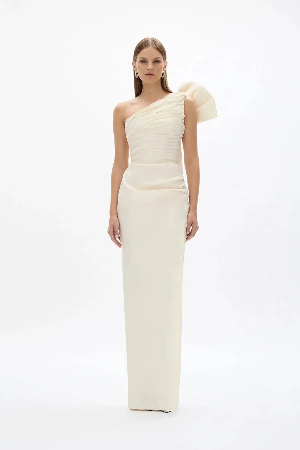 Pleated Sheath One Shoulder Sleeveless Zipper Back Floor Length Hot Sale Prom Dress by YiHuiw