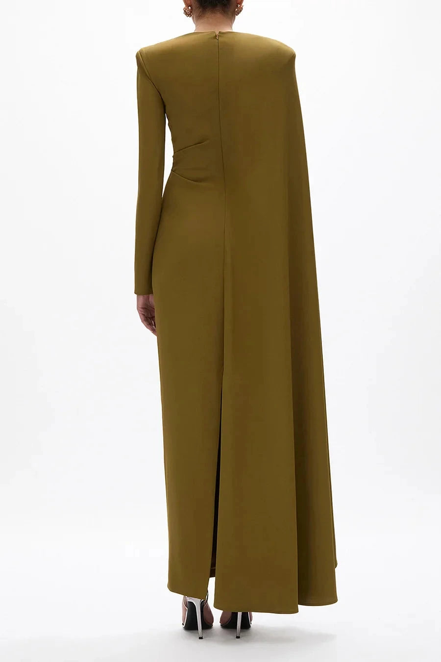 Pleated Round Neck Cape Maxi Dress simple gentle atmospheric and unique desi Bring summer colors to enhance whiteness by YiHuiw
