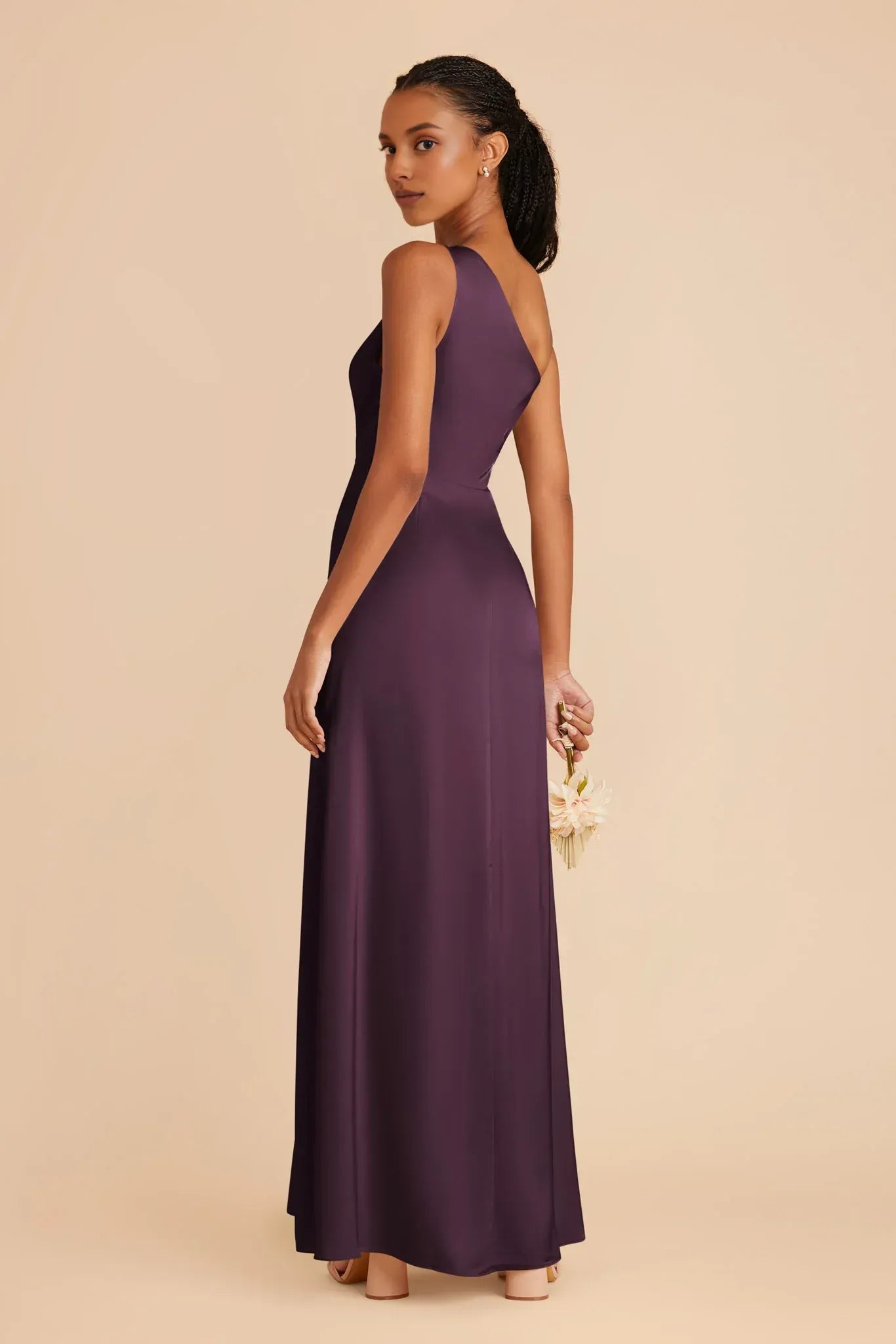 Plum Mermaid Satin High Slit Wedding Dress - Yihuiw by Yihuiw