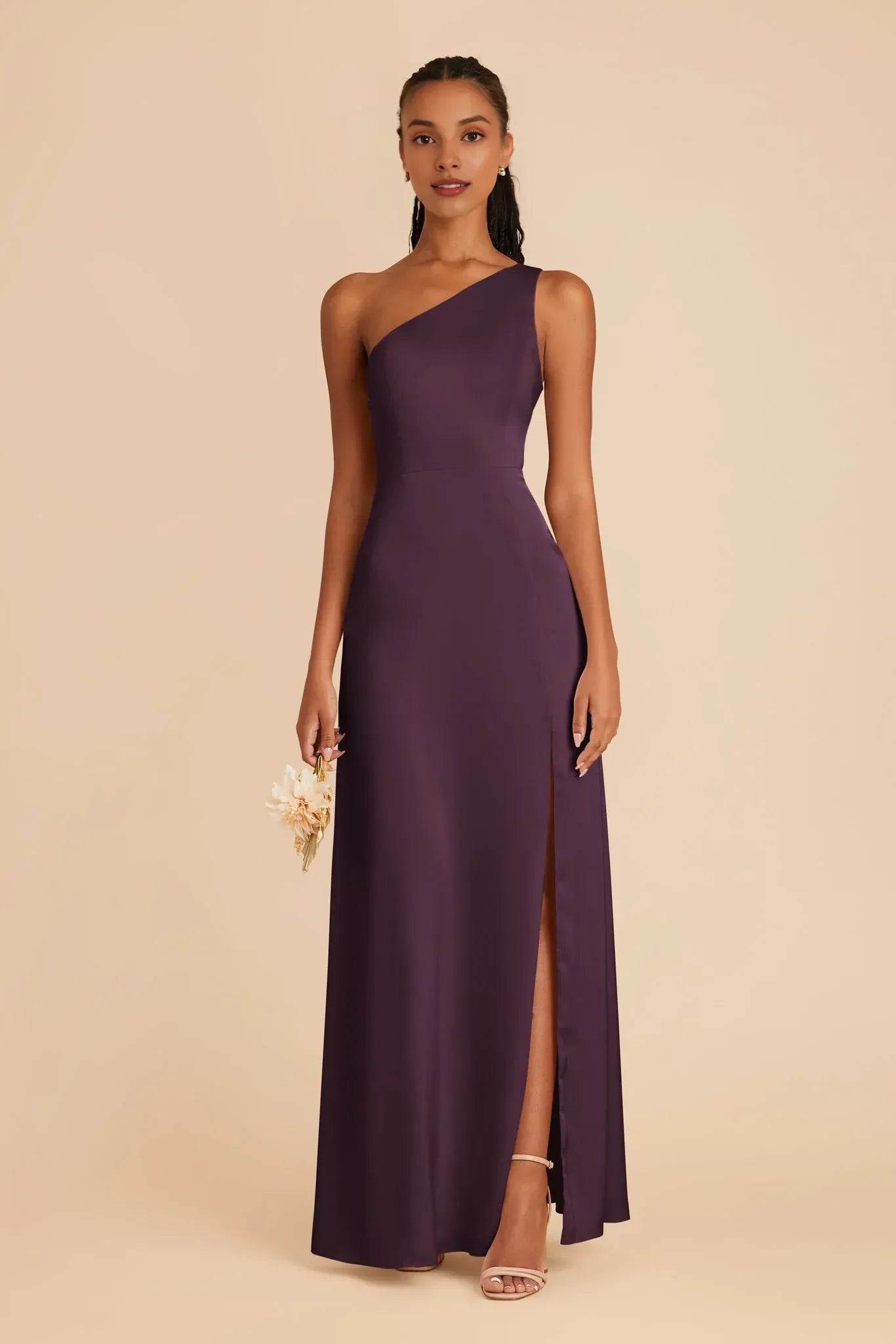 Plum Mermaid Satin High Slit Wedding Dress - Yihuiw by Yihuiw