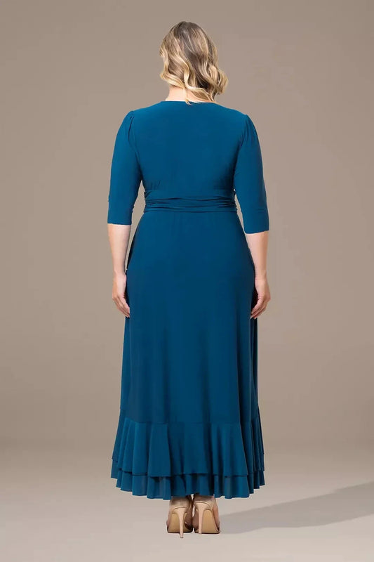 Plus Size Charming A Line V Neck Three Quarter Sleeve Plain Back High Low Mother of the Bride Dress by YiHuiw