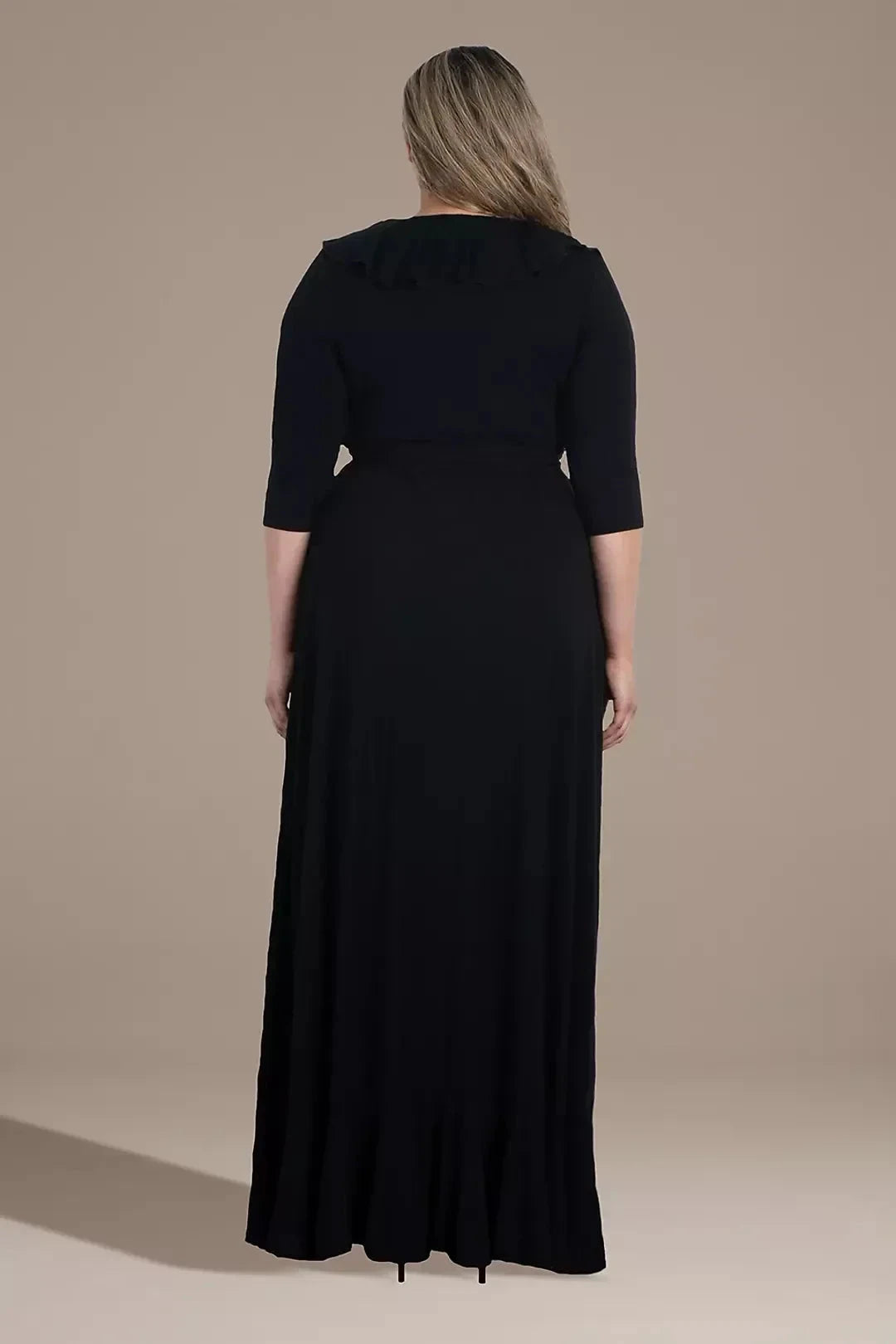 Plus Size Graceful A Line V Neck Three Quarter Sleeve Plain Back High Low Mother of the Bride Dress by YiHuiw