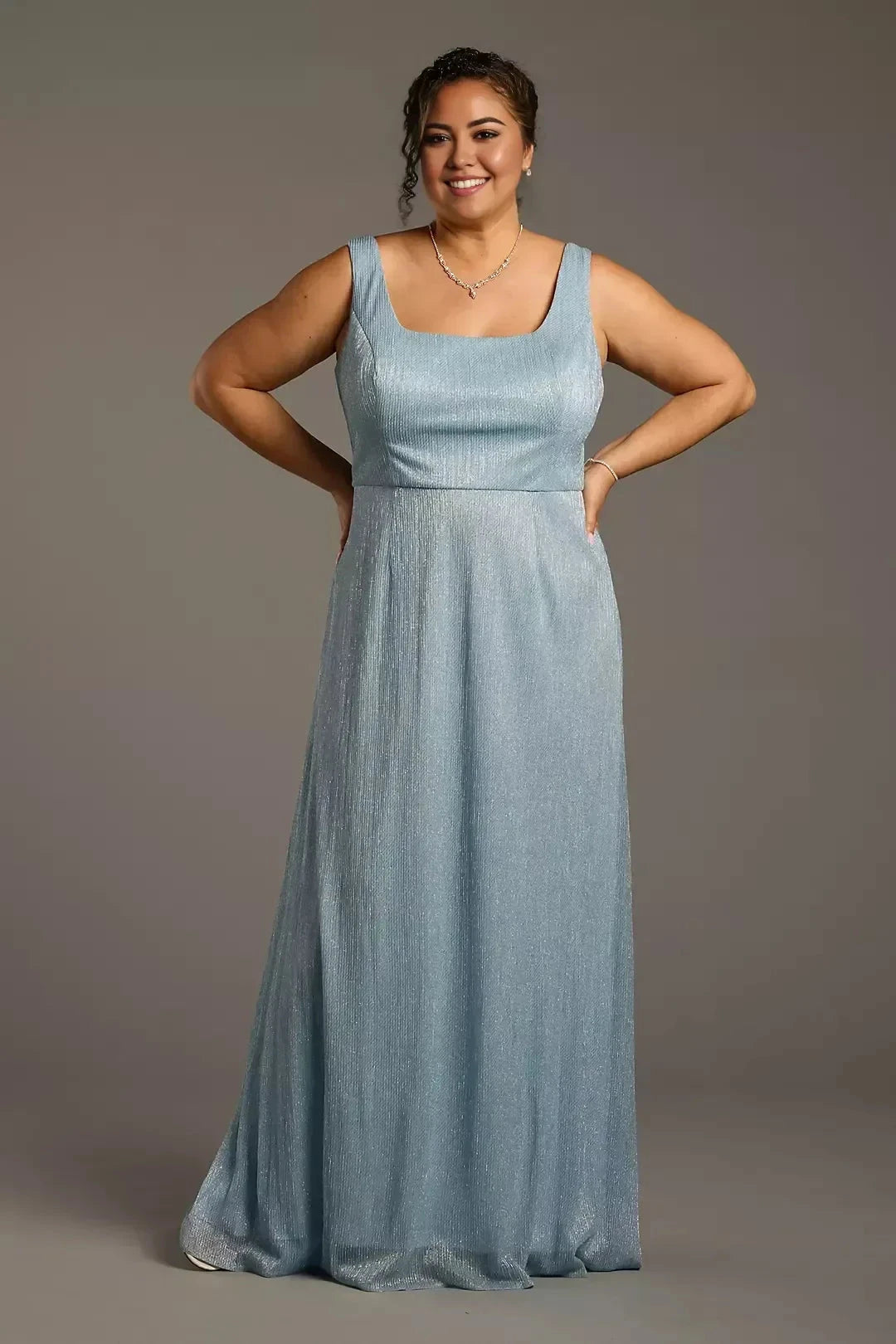 Plus Size Lovely A Line V Neck Flutter Sleeve Belted Back Floor Length Mother of the Bride Dress by YiHuiw