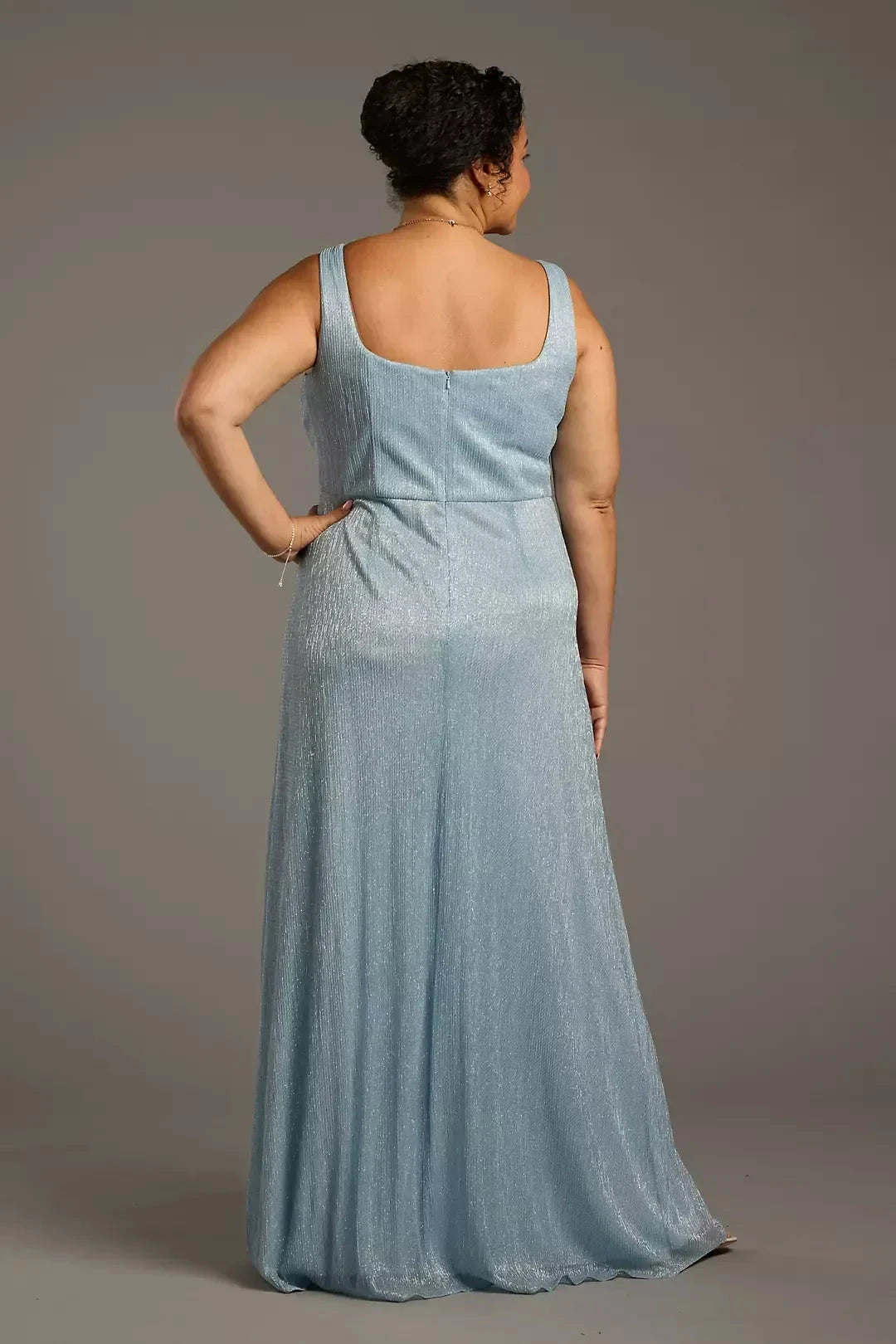 Plus Size Lovely A Line V Neck Flutter Sleeve Belted Back Floor Length Mother of the Bride Dress by YiHuiw