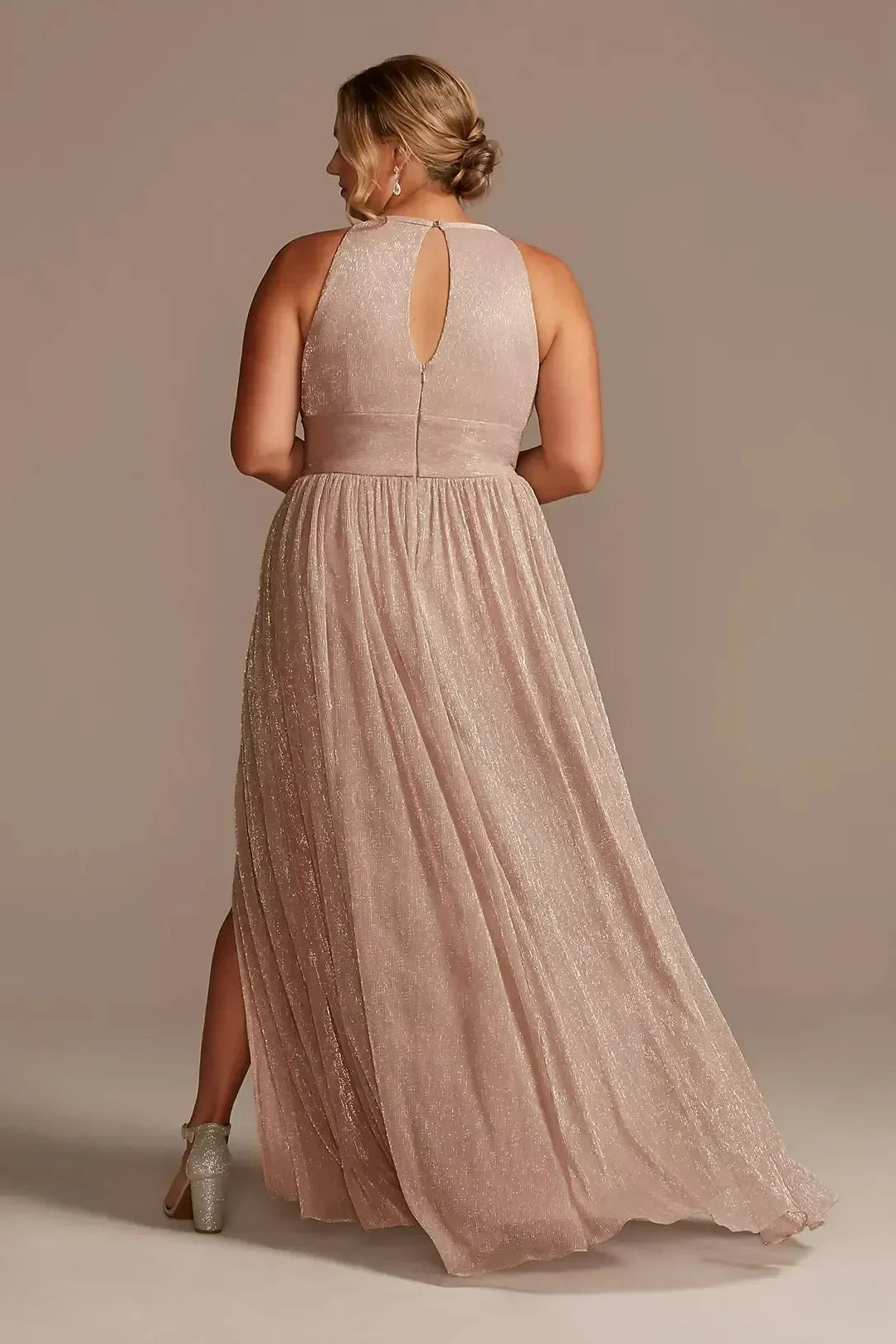 Plus Size Splendid A Line Halter Neck Sleeveless Keyhole Back Floor Length Mother of the Bride Dress by YiHuiw