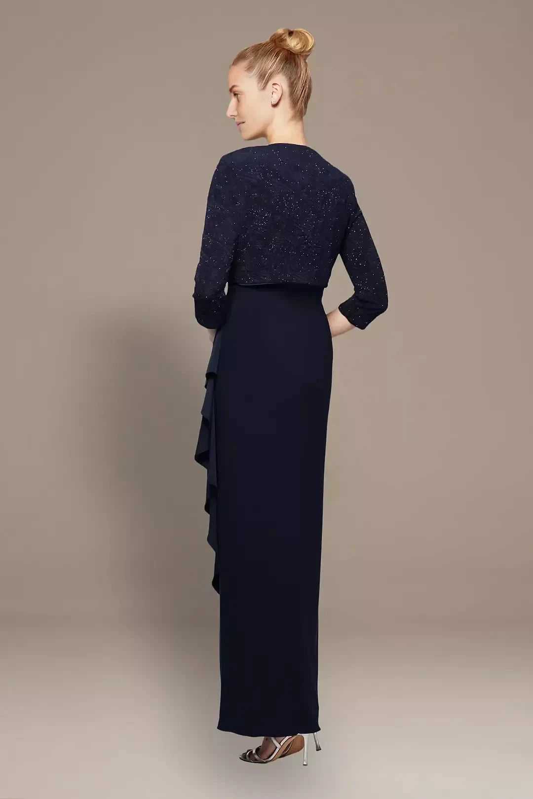 Polished Three Piece Scoop Neck Three Quarter Sleeve Lace Back Floor Length Mother of the Bride Dress by YiHuiw