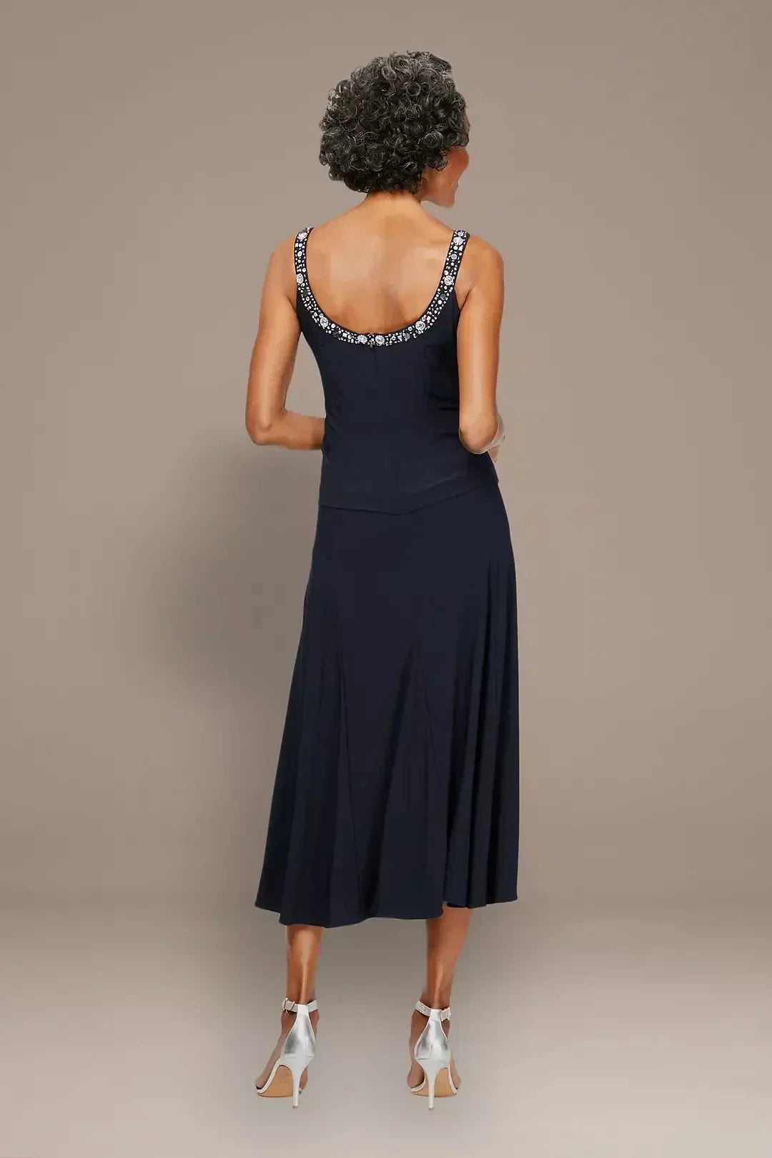 Polished Three Piece Scoop Neck Three Quarter Sleeve Plain Back Midi Length Mother of the Bride Dress by YiHuiw