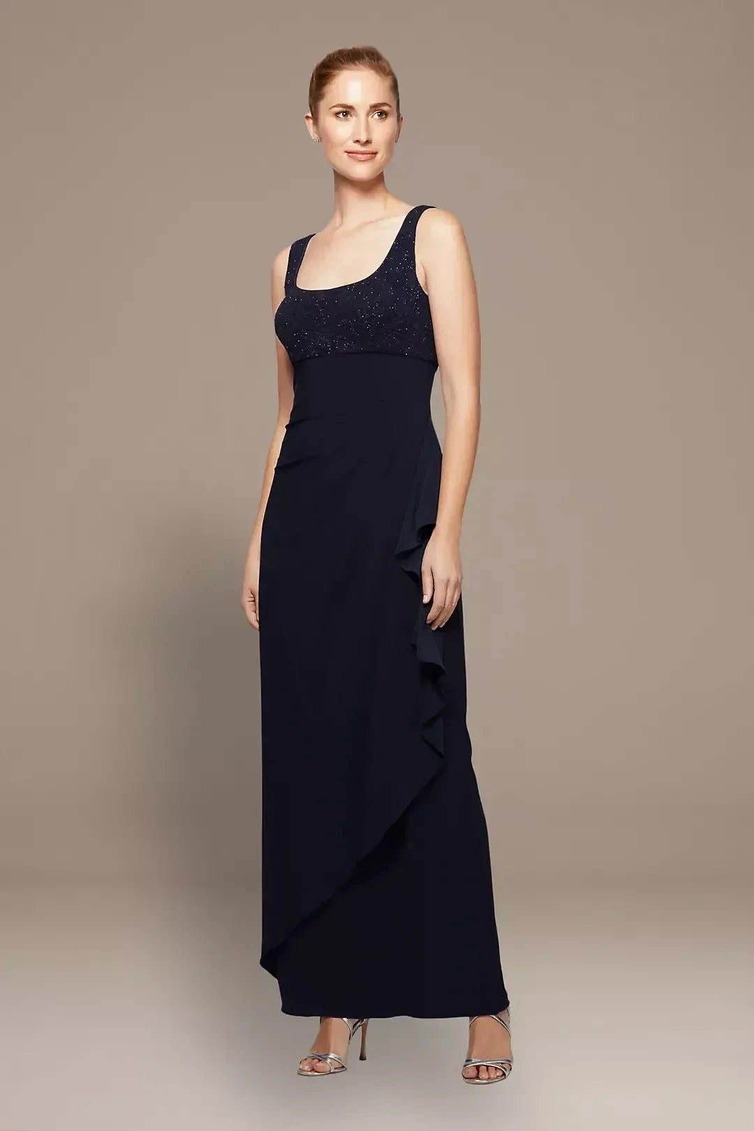 Polished Two Piece Scoop Neck Three Quarter Sleeve Plain Back Floor Length Mother of the Bride Dress by YiHuiw