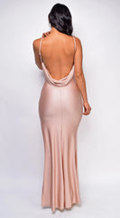 Polished Satin Spaghetti-Strap Sweetheart Ruched Open-Back High-Slit Floor-Length Evening Dress