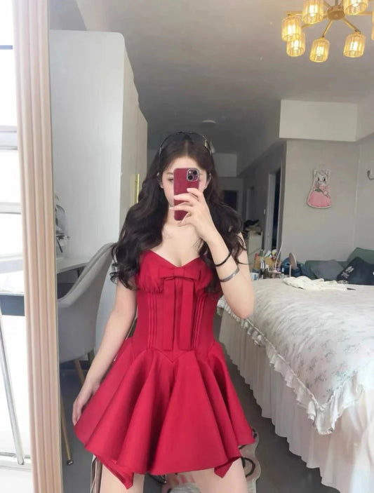 Pretty A Line Red Satin Formal Homecoming Dresses Short 21st Birthday Outfits Graduation Dress Mini Cocktail Dresses by YiHuiw
