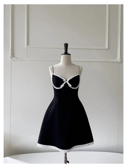 Pretty A Line Spaghetti Straps Black Satin Short Formal Homecoming Dresses Middle School Short 21st Birthday Outfits Graduation Dress Mini Cocktail Dresses by YiHuiw