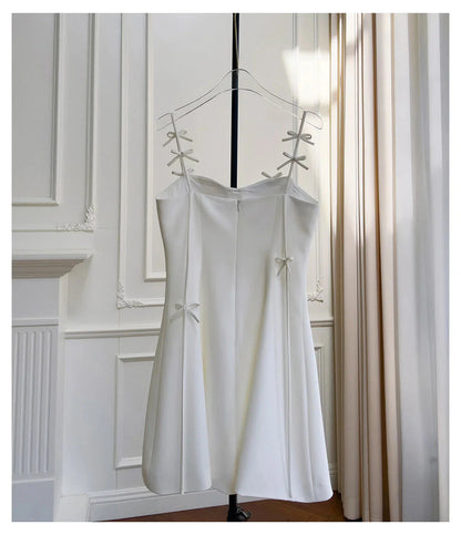 Pretty A Line Spaghetti Straps White Short Formal Homecoming Dresses Middle School Short 21st Birthday Outfits Graduation Dress Mini Cocktail Dresses by YiHuiw
