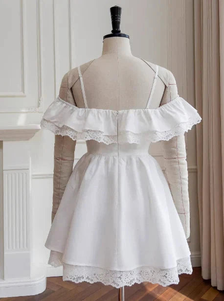 Pretty A line Off The Shoulder White Short Formal Homecoming Dresses Middle School Short 21st Birthday Outfits Graduation Dress Mini Cocktail Dresses by YiHuiw