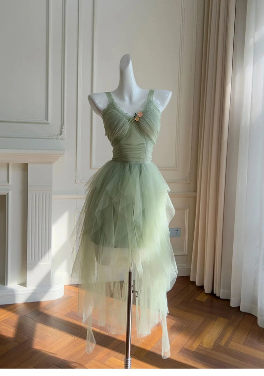 Pretty Green Tulle Formal Homecoming Dresses Middle School Short 21st Birthday Outfits Graduation Dress Mini Cocktail Dresses by YiHuiw