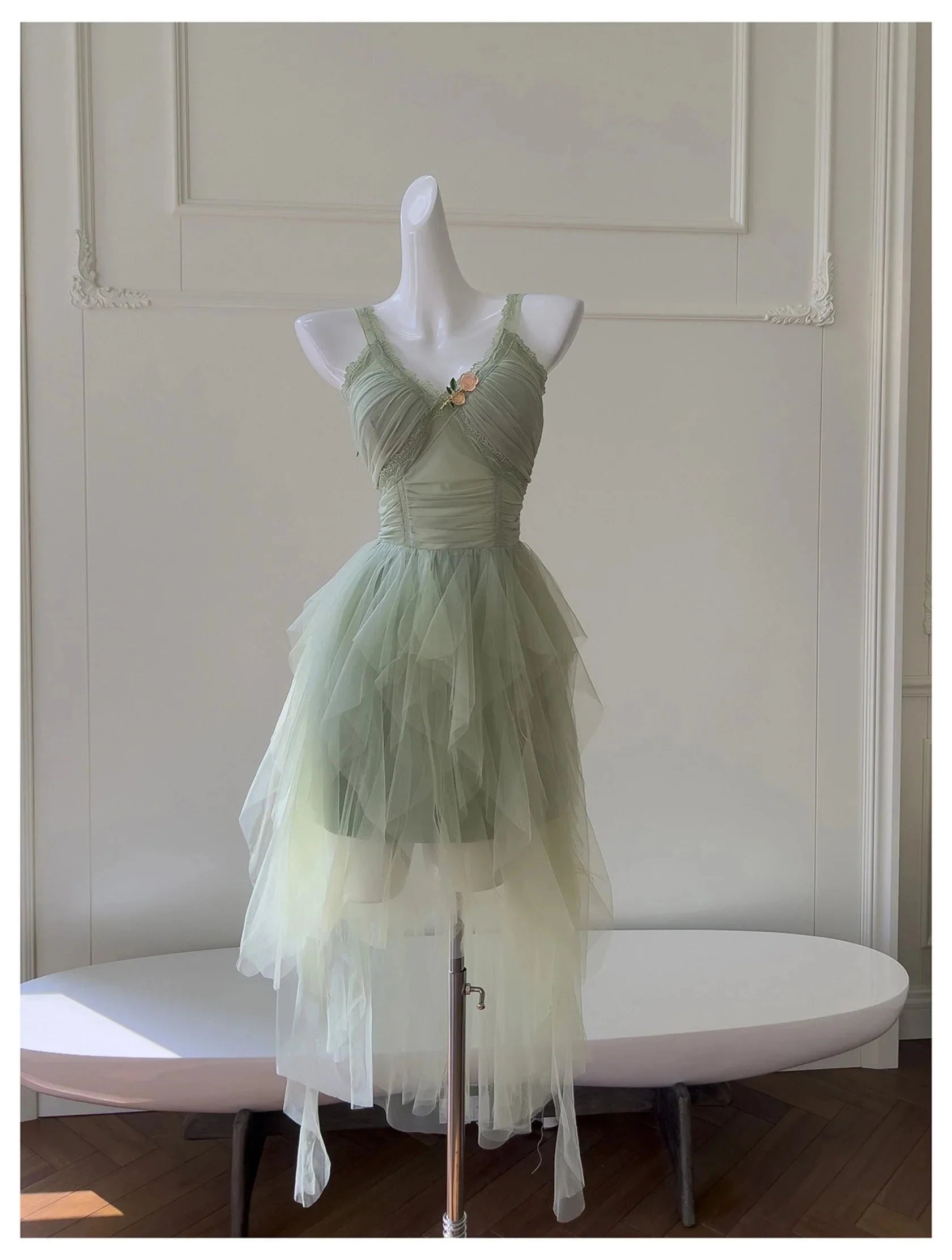 Pretty Green Tulle Formal Homecoming Dresses Middle School Short 21st Birthday Outfits Graduation Dress Mini Cocktail Dresses by YiHuiw