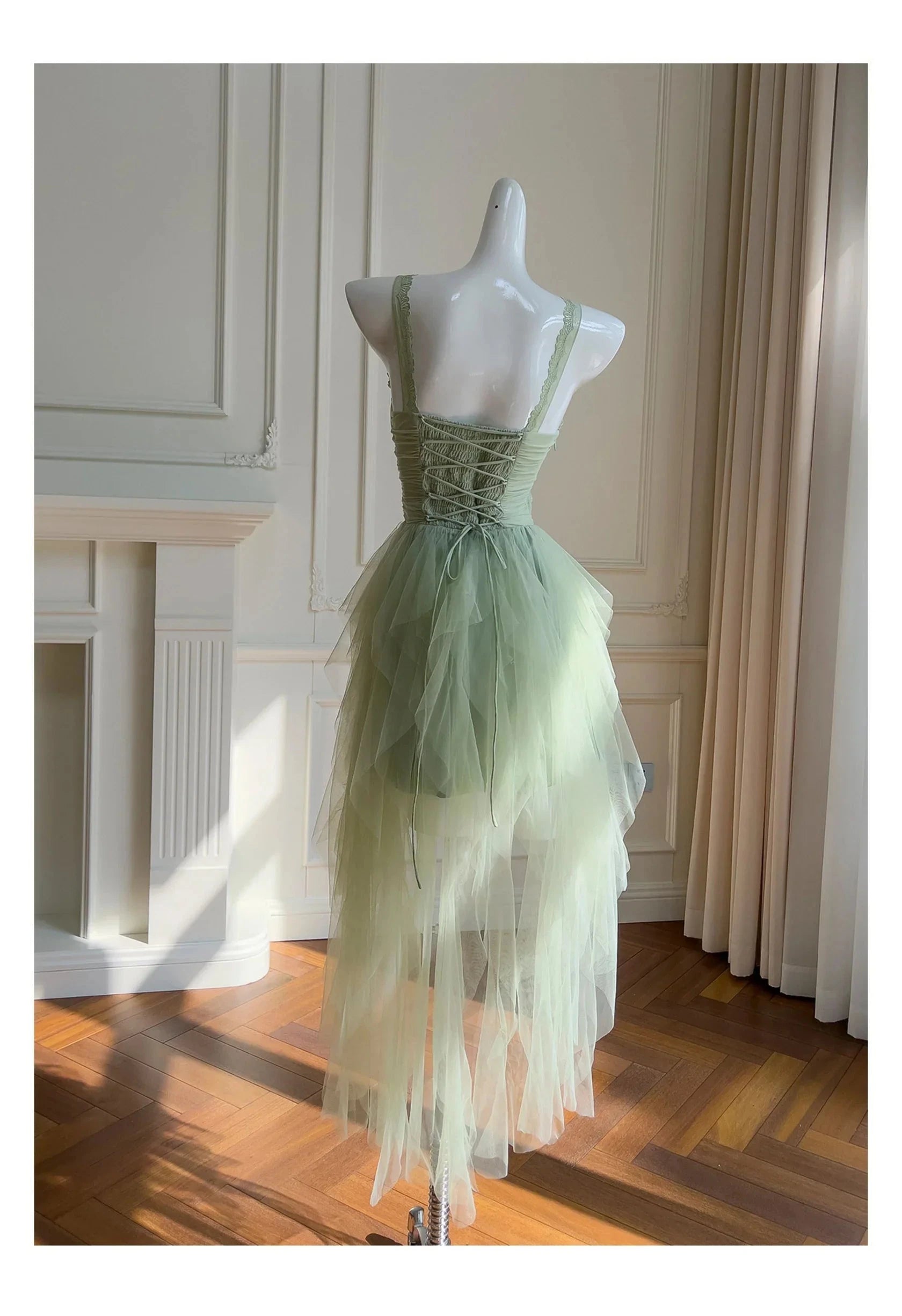 Pretty Green Tulle Formal Homecoming Dresses Middle School Short 21st Birthday Outfits Graduation Dress Mini Cocktail Dresses by YiHuiw