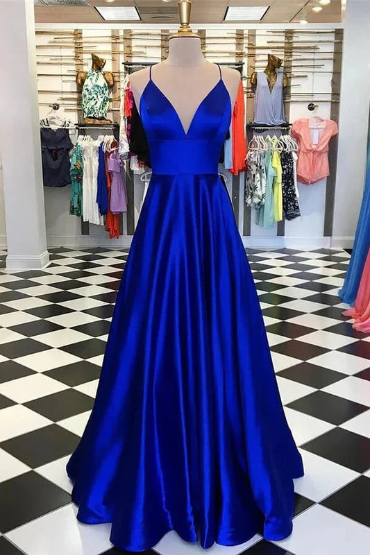 Pretty Royal Blue A-line Spaghetti Straps Prom Dresses, Evening Dresses simple gentle atmospheric and unique desi Bring summer colors to enhance whiteness by YiHuiw