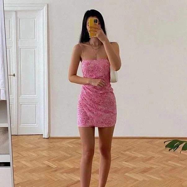 Pretty Sheath Spaghetti Straps Pink Lace Formal Homecoming Dresses Short 16th Birthday Outfits Graduation Dress Mini Cocktail Dresses by YiHuiw