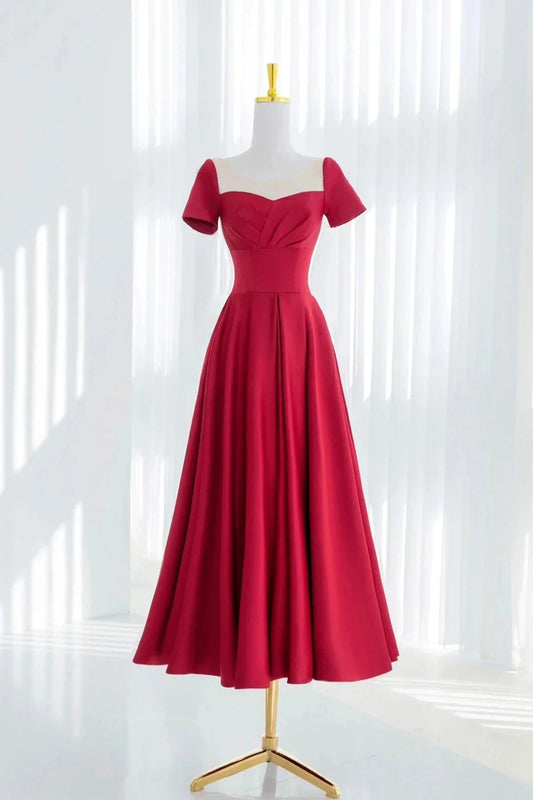 Prom Dress A-Line Beautiful Tea Length Evening Party Dress simple gentle atmospheric and unique desi Brin by YiHuiw