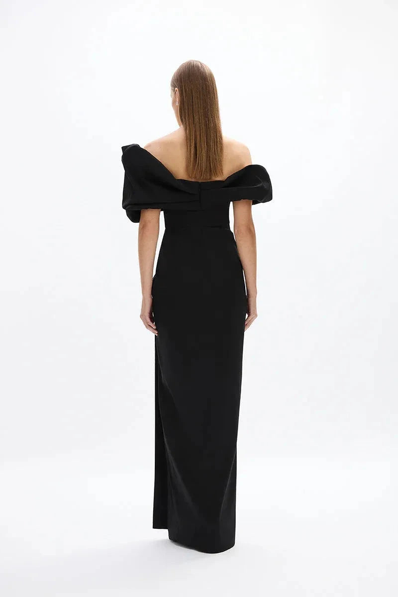 Puffed Sheath Off the Shoulder Sleeveless Zipper Back High Slit Floor Length Hot sale Prom Dress by YiHuiw
