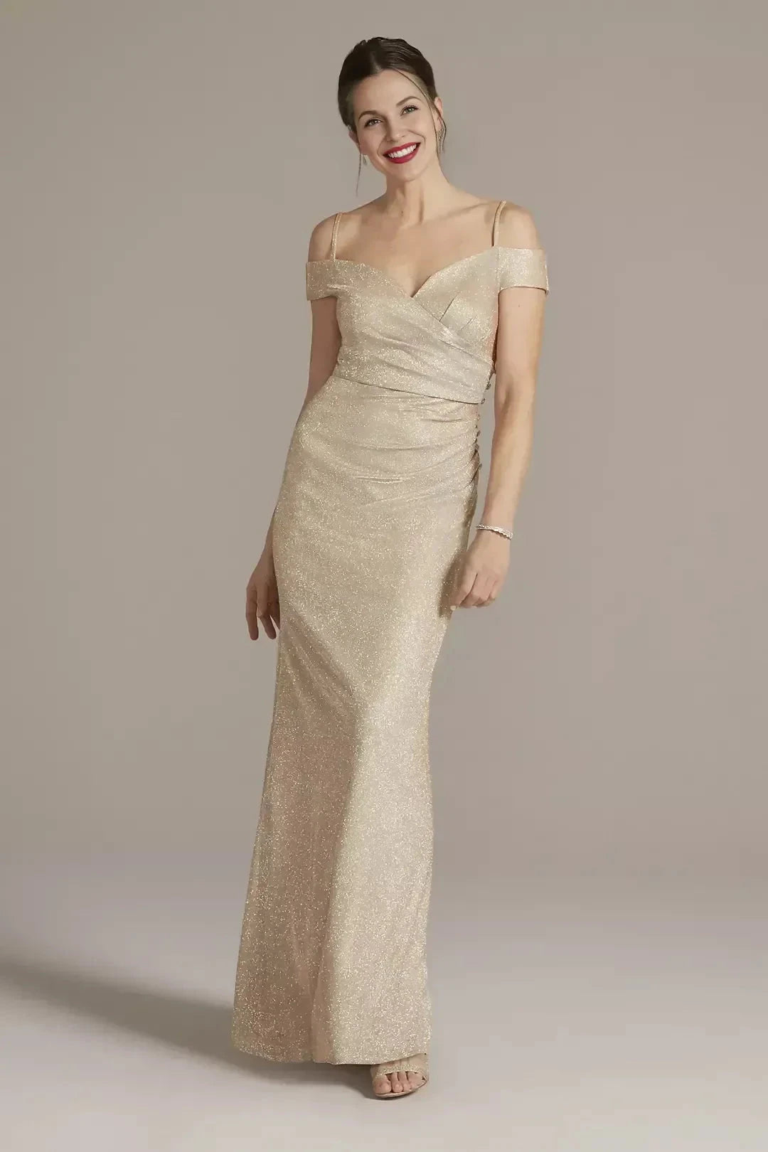 Radiant Mermaid Off Shoulder Short Sleeve Zipper Back Floor Length Mother of the Bride Dress by YiHuiw
