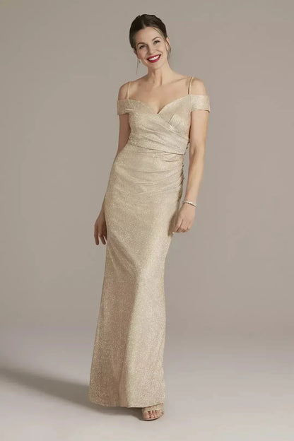 Radiant Mermaid Off Shoulder Short Sleeve Zipper Back Floor Length Mother of the Bride Dress by YiHuiw