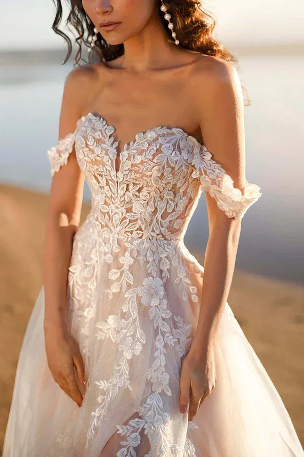 A-Line Sweetheart Floor-Length Wedding Dress - Yihuiw by Yihuiw