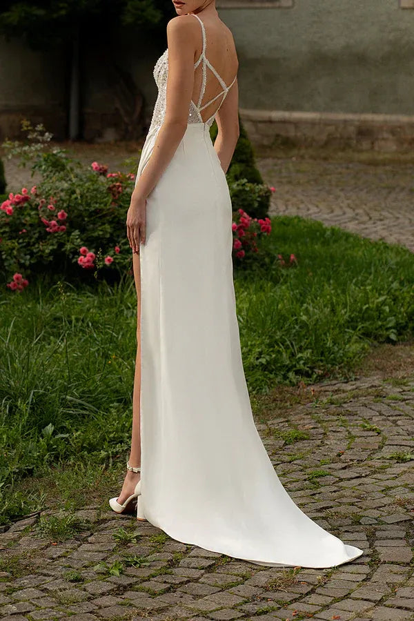 Mermaid Spaghetti Strap Floor-Length Wedding Dress - Yihuiw by Yihuiw
