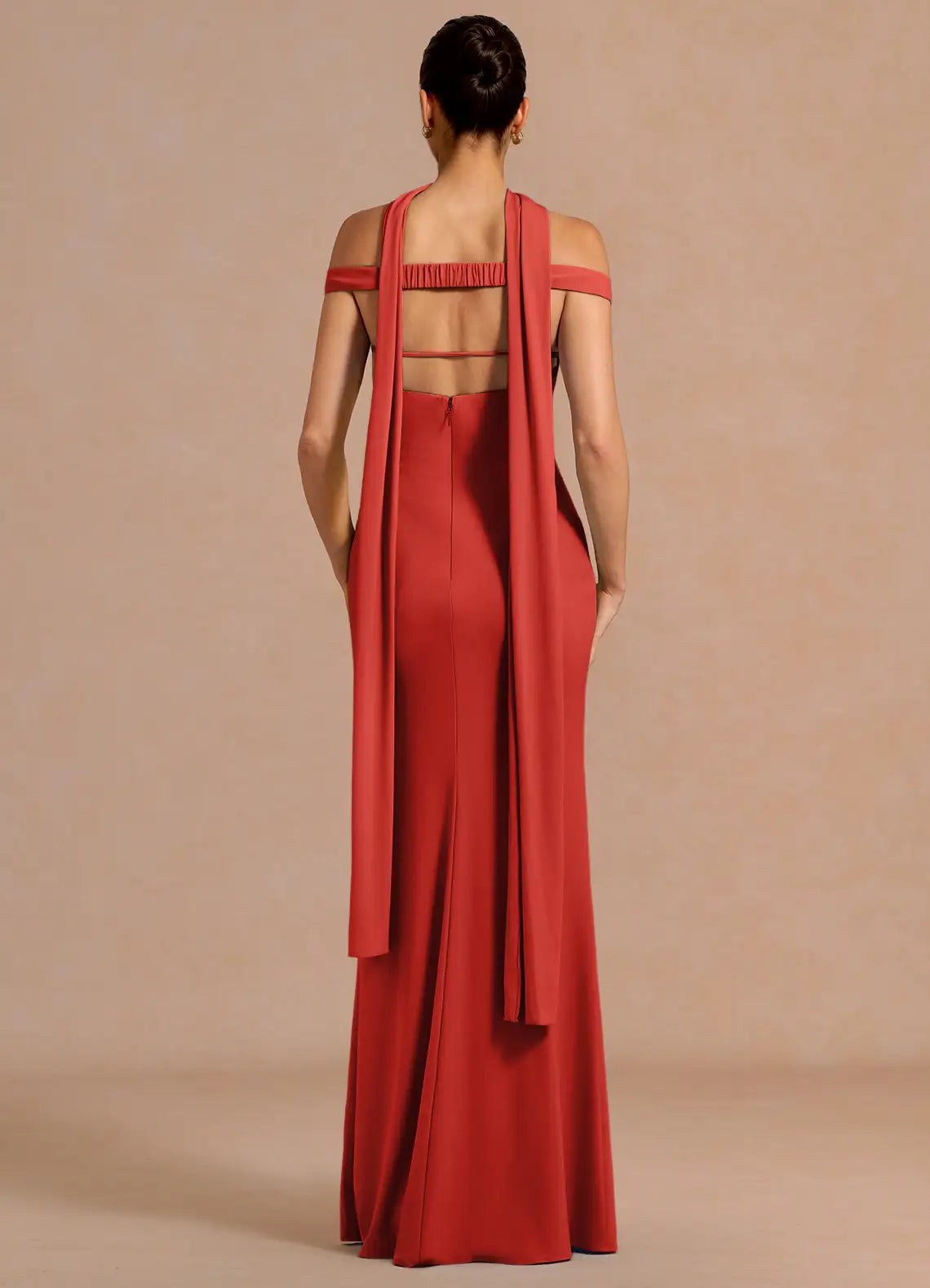 Red Mermaid Halter Floor-Length Formal Dress - Yihuiw by Yihuiw